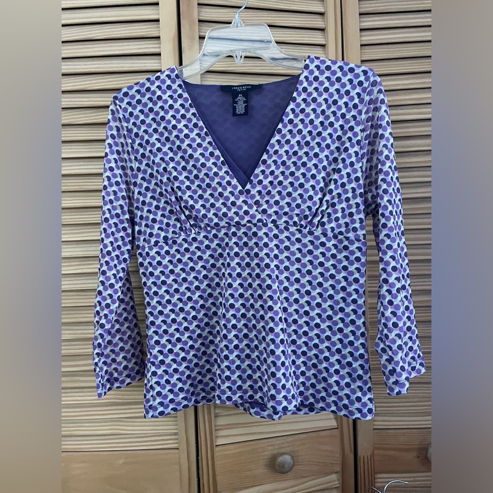Y2K Jones Wear petite purple long sleeve blouse large